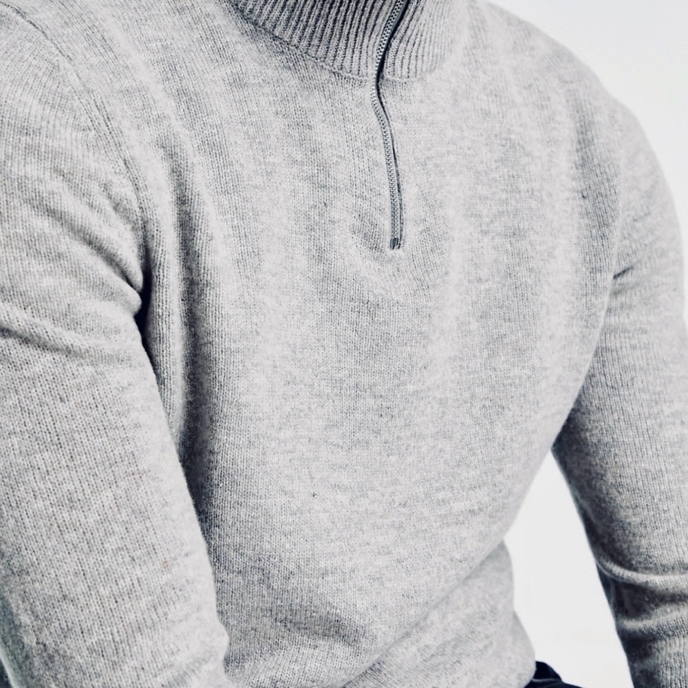 Men's Gray Half-Zip Sweater